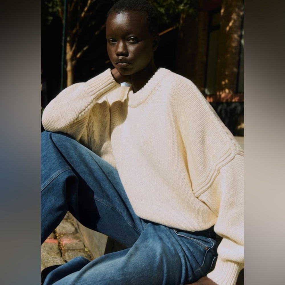 Sezane Virgil Cotton Sweater in Cream